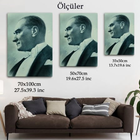 Mustafa Kemal Atatürk Portresi Dekoratif Kanvas Tablo, Duvar Dekoru DI86
