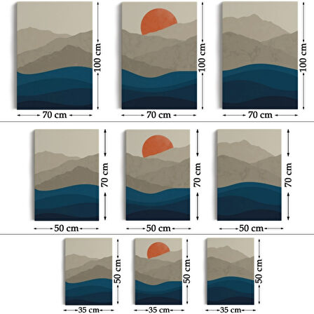 Dağ Ve Deniz Temalı 3'lü Set Dekoratif Kanvas Tablo, Duvar Dekoru EB101