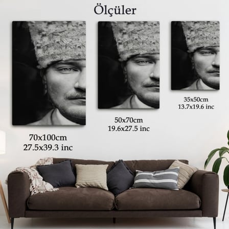 Mustafa Kemal Atatürk Portresi Dekoratif Kanvas Tablo, Duvar Dekoru FP140