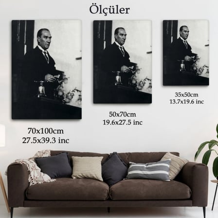 Mustafa Kemal Atatürk Portresi Dekoratif Kanvas Tablo, Duvar Dekoru FY148