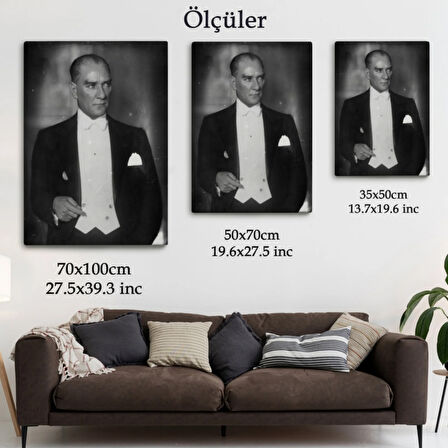 Mustafa Kemal Atatürk Portresi Dekoratif Kanvas Tablo, Duvar Dekoru FÖ139