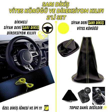 Fiat / Tofaş Doğan Uyumlu Dikişli Vites Körüğü ve Direksiyon Kılıfı 2'li Set
