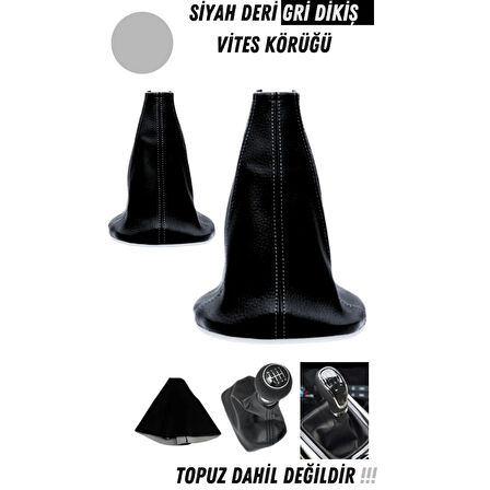 Ford Ka 1996-2008 Uyumlu Dikişli Vites Körüğü ve Direksiyon Kılıfı 2'li Set