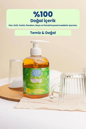 SOOP Elde Bulaşık Deterjanı 2 x 500 ml | Bitkisel Kökenli & Doğal Formül | Limon Kokulu| Kalıntı Bırakmaz