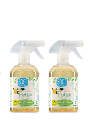 SOOP Güçlü Mutfak Temizleyici 2x 500 ml |Doğal, Vegan |Beyaz Limon Koku |Yağ ve kirlerde etkili