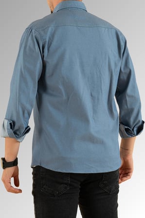 Souris Slim Fit Erkek Kot Gömlek Mavi