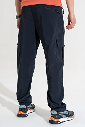 Erkek Lacivert Standart Kesim 5 Cepli Nefes Alan Likralı Outdoor Kargo Pantolon