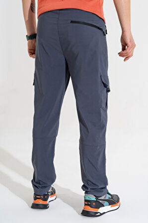 Erkek Gri Standart Kesim 5 Cepli Nefes Alan Likralı Outdoor Kargo Pantolon