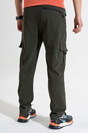 Erkek Haki Standart Kesim 5 Cepli Nefes Alan Likralı Outdoor Kargo Pantolon
