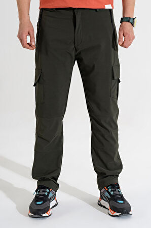 Erkek Haki Standart Kesim 5 Cepli Nefes Alan Likralı Outdoor Kargo Pantolon