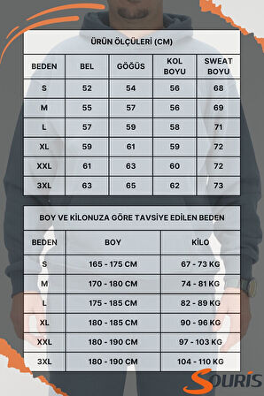 Erkek Petrol Mavisi Oversize Kapüşonlu Sweatshirt 3 iplik Şardonlu Kanguru Cepli