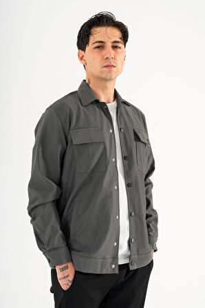 Erkek FRahat Kesim Gömlek Ceket Kapaklı Çift Cepli Çıtçıtlı