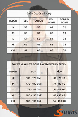 Erkek Camel Rahat Kesim Gömlek Ceket Kapaklı Çift Cepli Çıtçıtlı