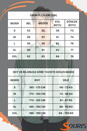 Erkek Kadife Gömlek Su Yeşili Rahat Kesim Uzun Kollu Tek cepli