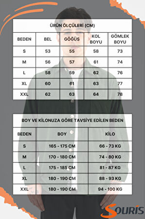 Erkek Kadife Gömlek Haki Rahat Kesim Uzun Kollu Tek cepli