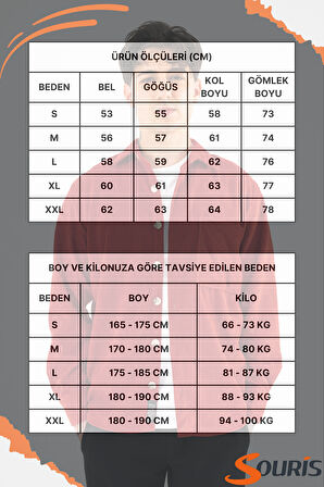 Erkek Kadife Gömlek Kiremit Rahat Kesim Uzun Kollu Tek cepli