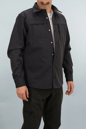 Erkek Füme Slim Fit Softshell Gömlek Ceket Su itici ve Rüzgara Dayanıklı