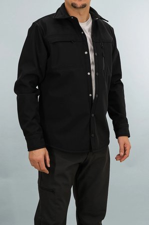 Erkek Siyah Slim Fit Softshell Gömlek Ceket Su itici ve Rüzgara Dayanıklı
