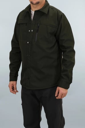Erkek Haki Slim Fit Softshell Gömlek Ceket Su itici ve Rüzgara Dayanıklı
