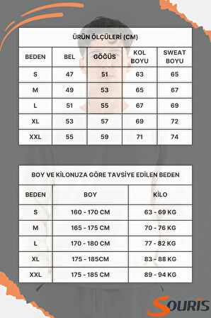 Erkek Beyaz Sweatshirt Bisiklet Yaka Rahat Kalıp 3 iplik Şardonlu Nakışlı