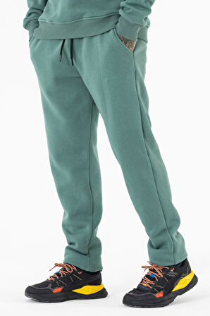 Erkek Mint Eşofman Altı Rahat Kalıp 3 iplik Şardonlu Düz Paça