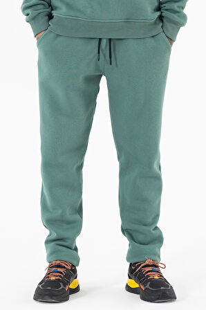 Erkek Mint Eşofman Altı Rahat Kalıp 3 iplik Şardonlu Düz Paça