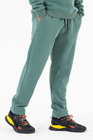 Erkek Mint Eşofman Altı Rahat Kalıp 3 iplik Şardonlu Düz Paça