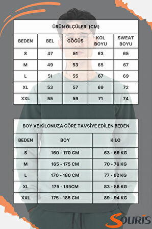 Erkek Mint Sweatshirt Bisiklet Yaka Rahat Kalıp 3 iplik Şardonlu Nakışlı