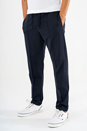 Erkek Lacivert Çımalı Rahat Spor Pantolon Duble Paça Jogger Eşofman Altı