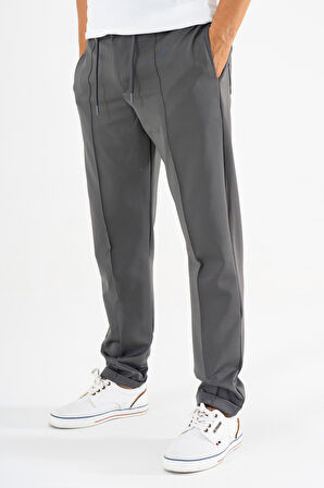 Erkek Füme Çımalı Rahat Spor Pantolon Duble Paça Jogger Eşofman Altı