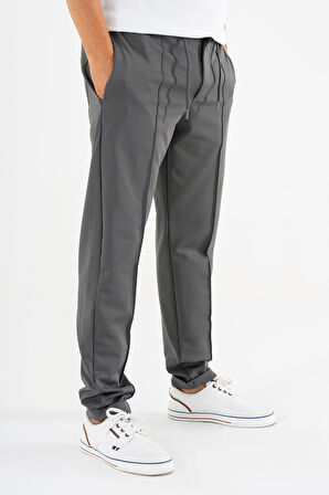 Erkek Füme Çımalı Rahat Spor Pantolon Duble Paça Jogger Eşofman Altı