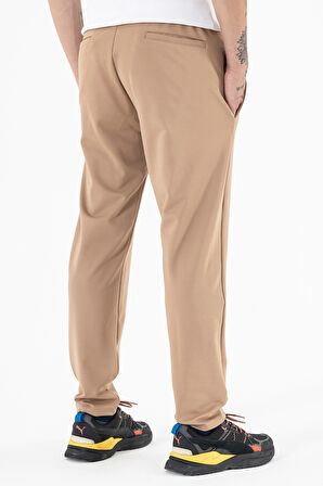 Erkek Vizon Rahat Kesim Likralı Spor Pantolon İpli Bel Düz Paça