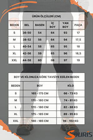 Erkek Siyah Kargo Pantolon Rahat Kesim Pamuklu Lastikli Bel