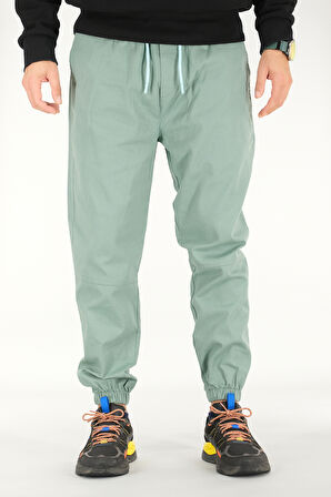 Erkek Mint Jogger Pantolon Rahat Kesim Pamuklu Lastikli Paça İpli