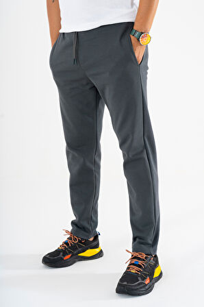 Erkek Füme Jogger Pantolon Bağcıklı Lastikli Bel Rahat Kesim Eşofman Altı