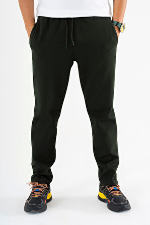 Erkek Haki Jogger Pantolon Bağcıklı Lastikli Bel Rahat Kesim Eşofman Altı