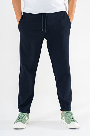 Erkek Lacivert Jogger Eşofman Altı Duble Paça Spor Rahat Pantolon