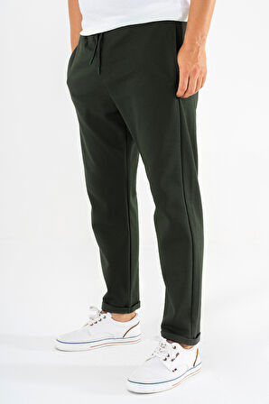 Erkek Haki Jogger Eşofman Altı Duble Paça Spor Rahat Pantolon