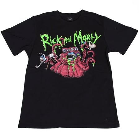 Rick And Morty Alien Attack Tişört Siyah