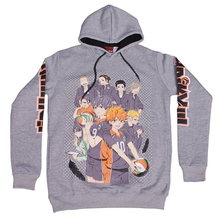 Haikyu No:1 Kapüşonlu Sweatshirt Gri