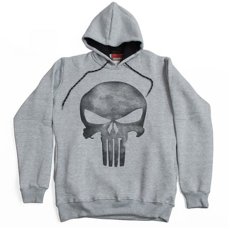 The Punisher Vintage Hoodie Kapüşonlu Sweatshirt Gri