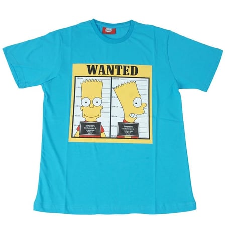 Simpsons Bart Wanted Tişört Mavi