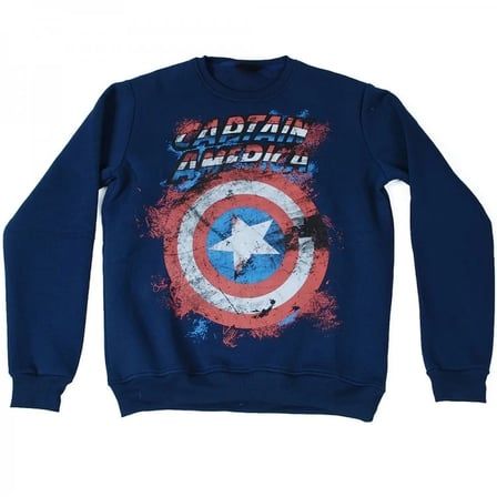 Captain America No:3 Sweatshirt Mavi