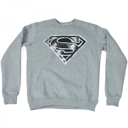 Superman Black And White Logo Sweatshirt Gri