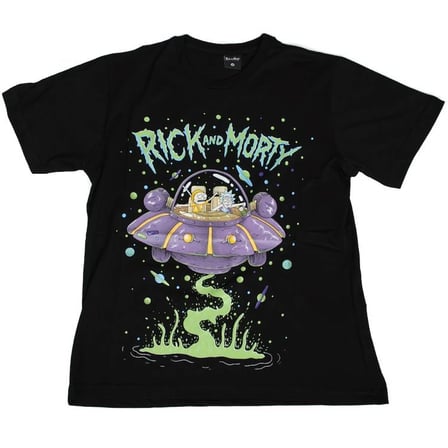 Rick And Morty Space Ship Tişört Siyah