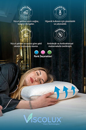 Oval Sabun Ortopedik Visco Yastık - Baş Ağrısı Önleyici Yüksek Yastık Pembe 60x40x15