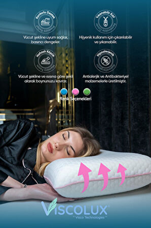 Oval Sabun Ortopedik Visco Yastık - Baş Ağrısı Önleyici Yüksek Yastık Pembe 60x40x15