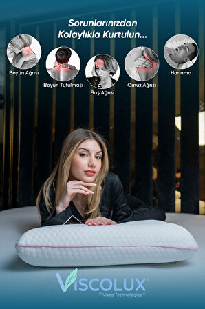 Oval Sabun Ortopedik Visco Yastık - Baş Ağrısı Önleyici Yüksek Yastık Pembe 60x40x15