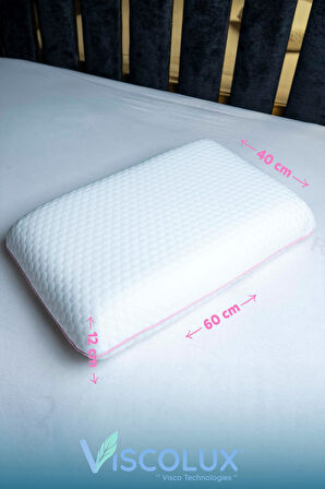 Oval Sabun Ortopedik Visco Yastık - Baş Ağrısı Önleyici Yüksek Yastık Pembe 60x40x15