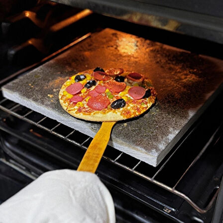 Doğal Bazalt Taşı, Pizza Taşı, Fırın Taşı, Ekmek, Lahmacun, Mangal Taşı 35×35 cm Doğal Pişirme Taşı